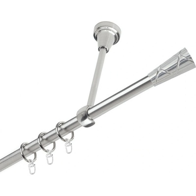 OK-GarnýžeCZ Garnýž kovová jednořadá 19mm Trapezium narez 180 cm do stropu / kroužky s háčkem