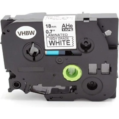 Compatible съвместима лента Brother HGe-241, 18mm x 8m, черен печат/бял фон бързоходен (HGE241)