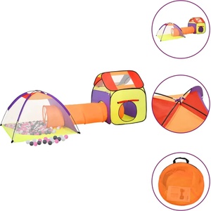 vidaXL Детска палатка за игра с 250 многоцветни топки 338x123x111 см (3107732)