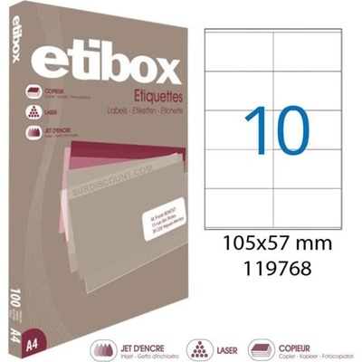 Etikety univerzálne 105x57mm Etibox A4 100 hárkov