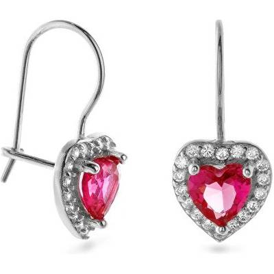 Again Jewelry strieborné visiace náušnice Srdiečko so zirkónmi AJNS0047