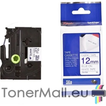 Image 1 of Brother Fabric Tape Blue on White Brother TZE-FA3