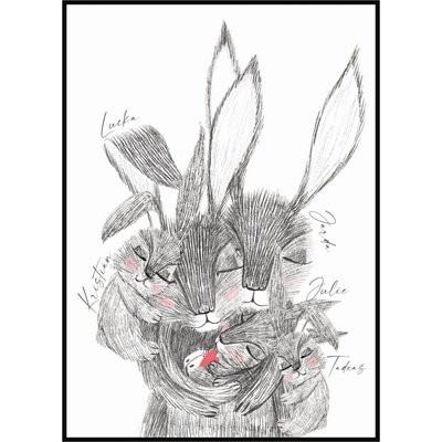 Jen tak z lásky Plakát Zaječí rodinka se jmény Rozměr plakátu: 30 x 40 cm, Počet dětí: 3