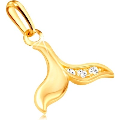 Šperky Eshop Přívěsek ve žlutém zlatě 585 zvlněná ploutvička vykládaná zirkony v čirém odstínu S2GG70.29