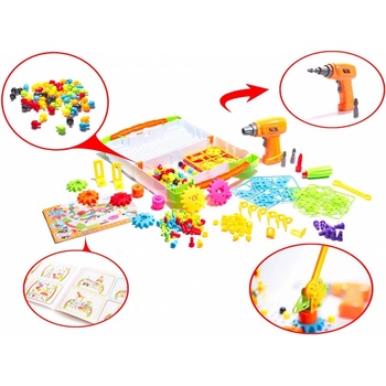 KIK Mozaika dětské puzzle plastové bloky + šroubovák 181 ks
