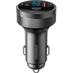 ESSAGER 150W зарядно за кола с дисплей, USB-A, Type-C, DC - сив