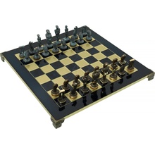 Manopoulos Ručně vyráběná sada šachových figurek Kykladské umění z mosazného masivu, modrá a hnědá 44x44cm