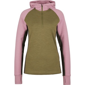 Stoic Дамски вълнен пуловер Stoic Women's MerinoFleece260 FlenSt. Half Zip with Hood Merino hoodie - Olive Green / Multi (105-6682-0312)