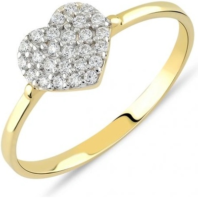 Lillian Vassago Zlatý prsteň so zirkónovým srdcom LLV85 GR016