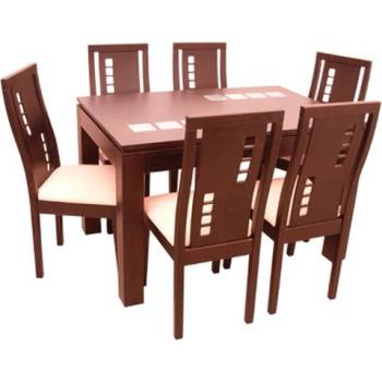 Bogdan Furniture Direct Трапезен комплект Memo. bg модел Harmony-1BM, маса за кухня с шест стола, МДФ, Буков Масив