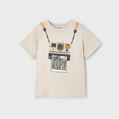 MAYORAL Тениска къс ръкав в бежово с 3d изображение за мини момче Майорал