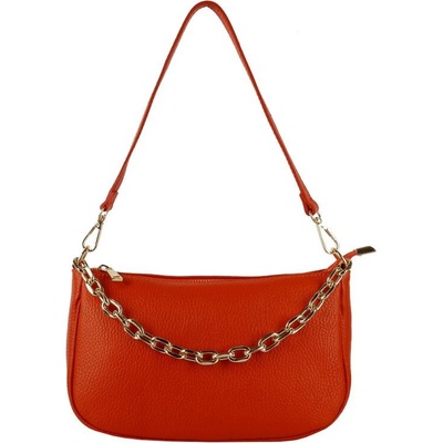 Talianske Oranžová talianska kožená crossbody kabelka Laura