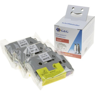 páska do štítkovača G&G BB-B-G-231-MP kompatibilná náhradný Brother TZe-231 Farba pásky: biela Farba písma: čierna 12 mm