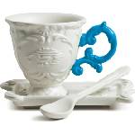 Seletti Чаша за кафе I-Coffee с чинийка и лъжичка синя (09859azz)
