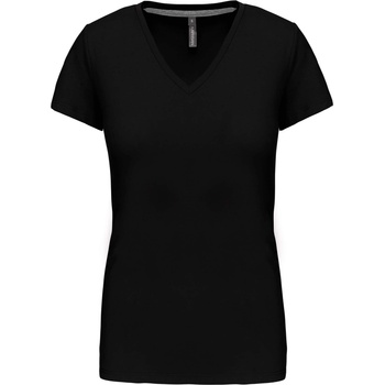 Kariban v-neck k381 / Дамска тениска с къс ръкав - черна s (20k38100201)