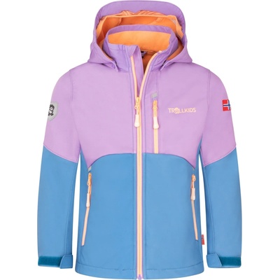 TROLLKIDS Детско софтшел яке Trollkids Girl's Balestrand Jacket Softshell jacket - Violet Sorbet / Cornflower / Coral Haze - размер 116 (EU) (703-4379-0915)