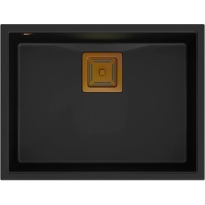 Quadron Unique David 50 композитна мивка за под плот, въглеродно черно - медна, 55x42 см (HQD5542U7-C1) Мивка за вграждане