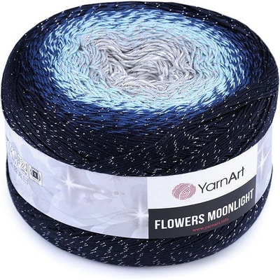 Prima-obchod Pletací příze Flowers Moonlight s lurexem 260 g, barva 4 (3261) šedá světlá modrá