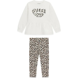 Guess Детски комплект от туника и леопардов клин Guess