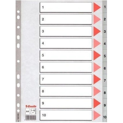 ESSELTE Rejstříky, šedá, A4, plast, 1-10, ESSELTE 393360