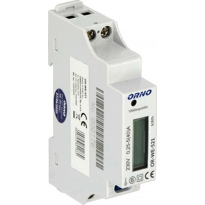 1-fázový indikátor spotřeby elektrické energie, 40A, pulzní výstup, 1 modul, DIN TH-35mm