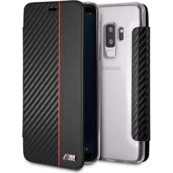 BMW M Collection Booktype Case - дизайнерски кожен калъф, тип портфейл за Samsung Galaxy S9 Plus (черен-червен)