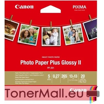 Canon Plus Glossy II PP-201, 5x5", 13 x 13 cm, 265 g/m3, 20 sheets