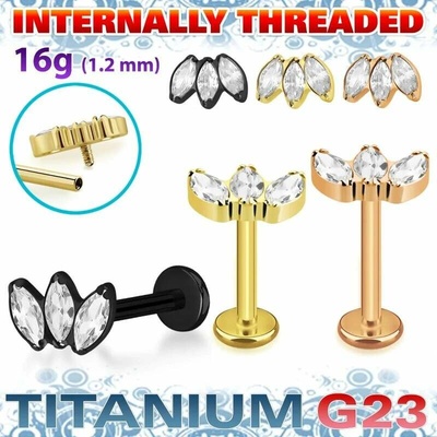 InfinityPierce Titanový šperk s čirými krystaly ve tvaru marquise – různé barvy těla UTLBIN23