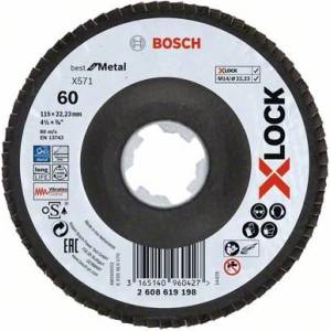 Bosch X-LOCK Ламелен шлифовъчен диск BfM Ø 115 мм, G 60, X571, 2608619198 (2608619198)