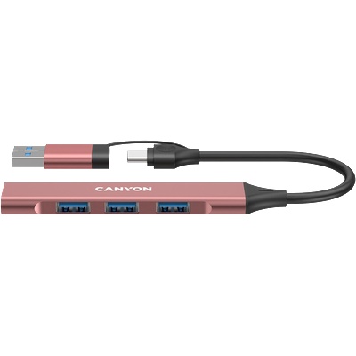 hub DS-02 4in1 USB-A/C Pink (CNS-TDS02P)