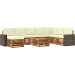 vidaXL Комплект дивани за открито 9 бр. Натурален и Крема (3384756)