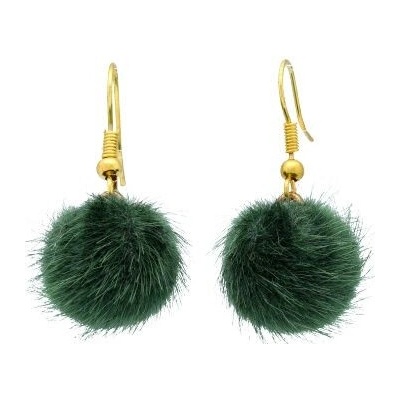 Gilles Costa dámské náušnice zelené POMPOM 101