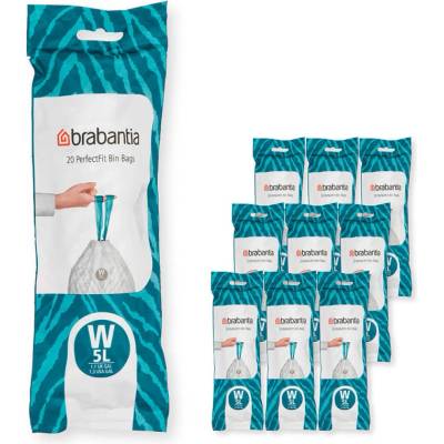 Brabantia Торбички за кош Brabantia PerfectFit NewIcon 1005580, Размер W, 5 л, 200 броя, Бял (1005580)