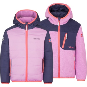 TROLLKIDS Детско поларено яке Trollkids Kid's Sandvika Turnover Jacket Fleece jacket - Light Violet / Deep Violet / Coral Pink - размер 176 (EU) (703-4007-0420)