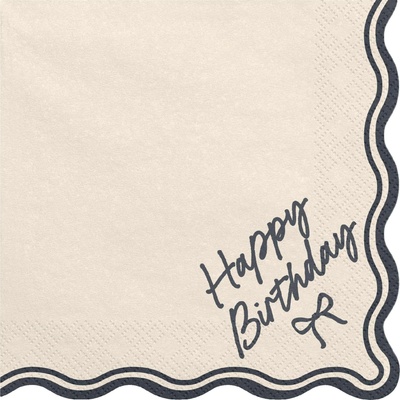 PartyDeco PartyDeco Ubrousky Happy Birthday Mašle 33x33cm