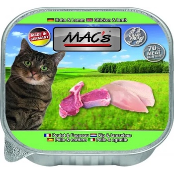 MAC's Mac’s Cat Adult GRAIN FREE, пастет за пораснали котки, БЕЗ ЗЪРНО, с Пилешко и агнешко месо, 85 гр - Германия - 507VE