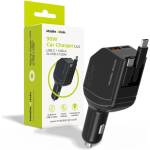 Mobile Origin Зарядно за кола с вградени USB-C кабели и USB-A и USB-C изходи - Mobile Origin CA22 Fast Car Charger With Two USB-C Cables 90W (черен) (MO-90CCH-CA22)