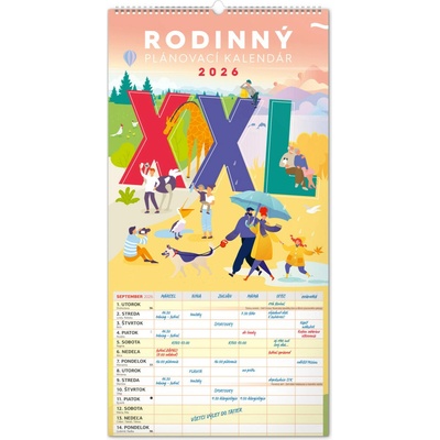 NOTIQUE Nástěnný Rodinný plánovací XXL 33 x 64 cm 2026