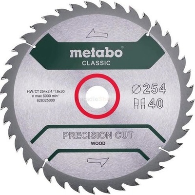 Metabo Pílový kotúč „PRECISION CUT WOOD - CLASSIC“, 254x30 Z40 WZ 20°, 628325000