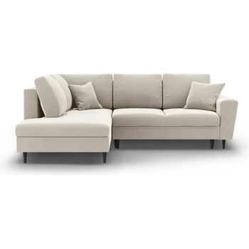 Cosmopolitan Design Бежов кадифен разтегателен ъглов диван с място за съхранение (ляв ъгъл/L форма) Kyoto - Cosmopolitan Design (COS_LCF_L_2_F1_KYOTO1)