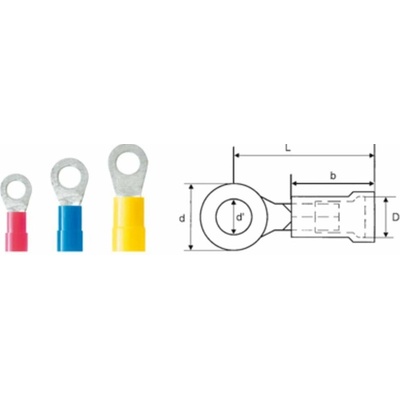 Weidmüller 9200260000 guľaté káblové oko Prierez=6 mm² Ø otvoru=8.4 mm čiastočne izolované žltá 100 ks