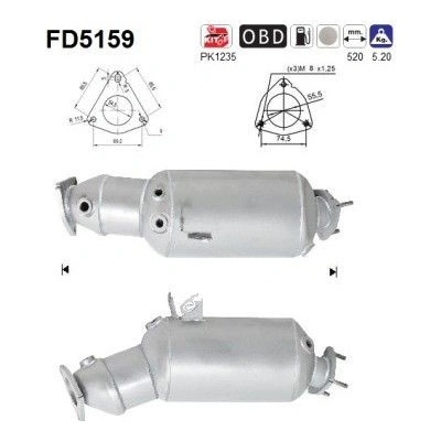 Filtr sazových částic, výfukový systém AS FD5159
