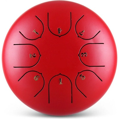 Tongue drum 8" 20cm 8 tón F-dur Červený s príslušenstvom