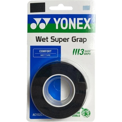 YONEX Грипове Yonex WET SUPER GRAP Black- 3 броя (AC102-3 BK)
