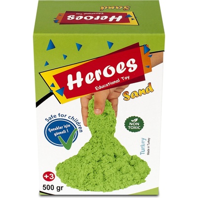 Heroes Кинетичен пясък в кyтия Heroes - Зелен цвят, 500 g (KUM-001.3)