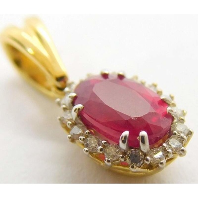 Klenoty Budín Dámský diamantový přívěsek s pravým červeným rubínem HKD50