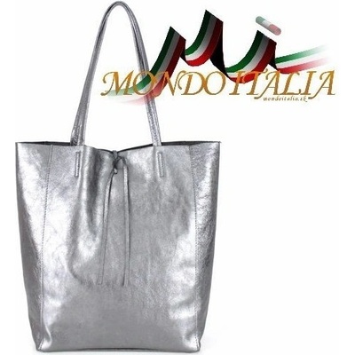 Made In Italy kožená kabelka na rameno 396 strieborná