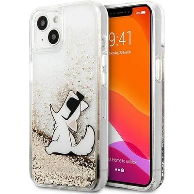 KARL LAGERFELD Liquid Glitter Choupette Fun Case - дизайнерски кейс с висока защита за iPhone 13 (прозрачен)