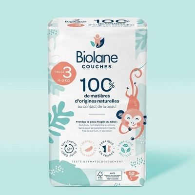 Biolane Ekologické plienky 3 4-9 kg 52 ks