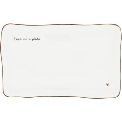 Bastion Collections Sushi Plate Love on a plate, brown edge, 22x14cm LI-SUSHI-PL-004-BC